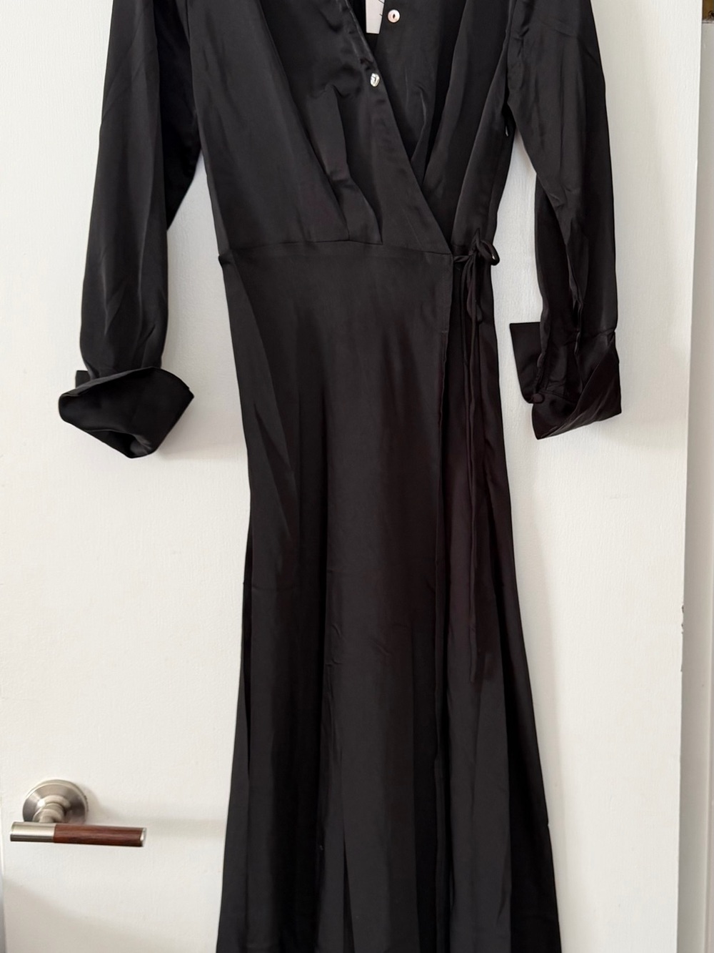 Petal & Pup Black Long Sleeve Wrap Maxi Dress
